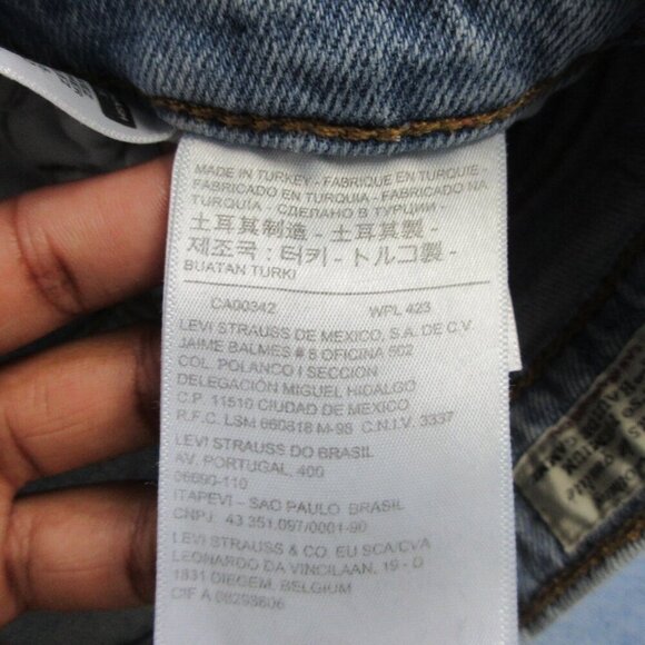 Levi's Ribcage Straight Women's Jeans 24 Blue Raw Hem Light Wash Denim Y2K 628 - Picture 5 of 14